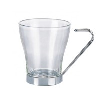 New Design Heat Resistance Glass Tea Cup With Stainless Steel Handle 220ml