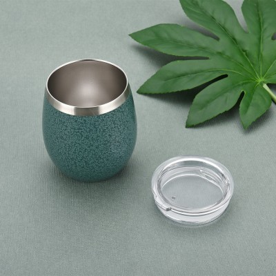 8oz double wall 304 stainless steel stemless wine glass Vacuum Insulated tumbler with lid Personalized sippy cup egg shape wine