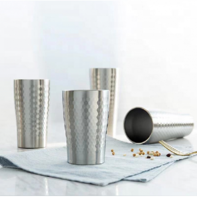 304 stainless steel beer cup double water cup vacuum heat insulation cold milk coffee mixing cup beehive surface