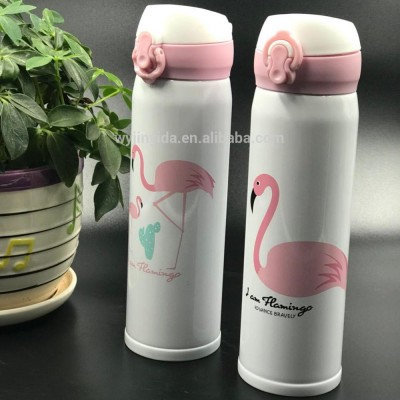 18/8 Stainless Steel Vacuum Insulated Flamingo Thermal Travel Water Bottle 500ml