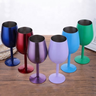 18oz Single Wall Stainless Steel Wine Glass With Long Stem High Leg Red Wine Glass Unbreakable