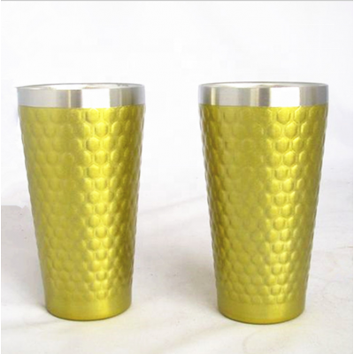 350ml double-wall stainless steel 304 embossed vacuum beer cup electrolytic raindrop pattern automobile travel cup